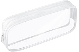 KINDOYO Transparent Pencil Case - Waterproof PVC Pencil Bag Zippered Pen Storage Clear Travel Bag Cosmetic Bag Makeup Pouch Large Capacity Versatile Storage Bag for School Office Travel(White)