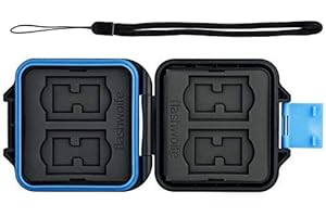 ‎FLASHWOIFE Flashwoife, 4 x SDHC + 8 x Micro SDHC Karten Holder, Aufbewahrung SD Flash Card Case, Speicherkarten Etui Schutzbox, Hülle, wasserdicht, Lanyard, schwarz