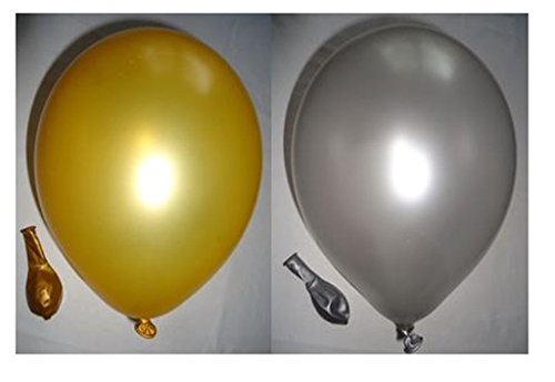 100 metallic Luftballons je 50 gold & silber Qualitätsballons 27 cm Ø (Standardgröße B85)