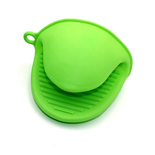 DaoRier Ofenhandschuhe Mini Silikon Mini-Topf Halter Kochen Pinch Grips Wärmedämm Handschuhe Anti Slip Tresor Handschutz Grill (Grün)
