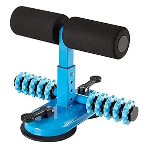 JUPAS Adjustable Sit Up Assistant Device With 2 Self Suction Cups Sit-Up Exercise Bar with Massage Roller for Body Building Home Work Travel Fitness Abdominal Equipment Muscle Training Sit Up Bars for Men Women