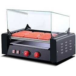 OTENGD Machine à Rouleaux Hot-Dog Commerciale, réchaud électrique pour cuiseur à grillades à Hot-Dog de 1 800 Watt et 18 Hot-Dogs, Rouleaux en Acier Inoxydable, pour saucisses de Petit-déjeuner