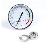 Tolerancia: +/- 1°C. Stainless Steel Thermometer - Alcofermbrew Termómetro de Acero Inoxidable 20-110 °C para Barbacoa, alambique, Columna Fija, Calentador de Agua, ahumadero
