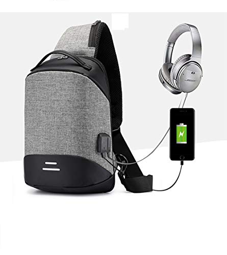 Preisvergleich Produktbild XTTCCDDBB Umhängetasche Umhängetasche mit USB-Ladeanschluss Anti-Diebstahl-Brust Rucksack Männer und Frauen Tasche Flache Schulter ultradünne Multifunktionstasche