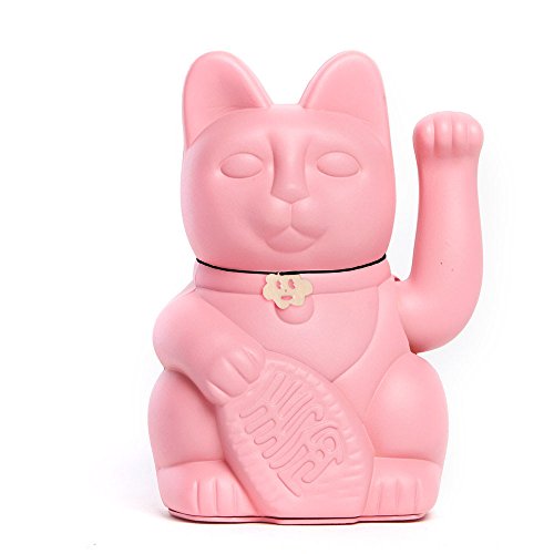 Gatete. El clásico Gato de la Suerte o la Fortuna o Maneki-Neko en divertidos colores. ROSA CHICLE: "Amor verdadero." 12x9x18cm