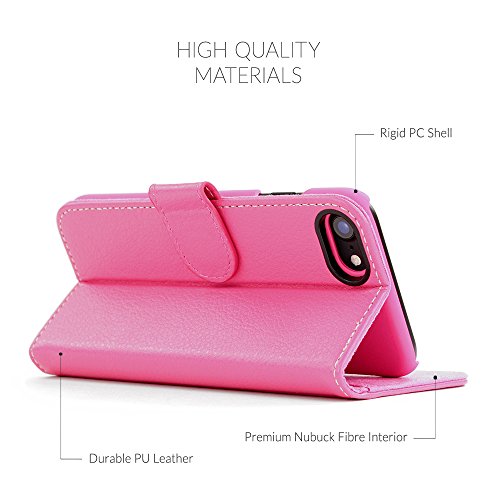 iPhone 7 and 8 Case, Snugg Apple iPhone 7 and 8 Flip Case [Card Slots] Leather Wallet Cover Executive Design [Lifetime Guarantee] â€“ Hot Pink, Legacy Series