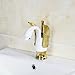 Produktbild DDKD Bad Swan Weiß + Goldenen Wasserfall Bad Spritzdecke Montiert Einzigen Griff Waschbecken Waschbecken Torneira Armaturen, Mischer Und Armaturen