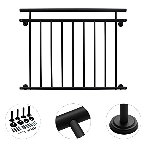Französischer Balkon Geländer Balkongeländer 90 x 100-156 cm Schwarz Weiß V2Aox, Farbe:Weiß;Größe:128 x 90 cm