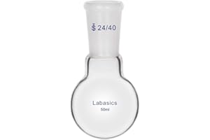 Labasics Glass 50ml Single Neck One Neck Round Bottom Flask RBF, with 24/40 Standard Taper Outer Joint, 50ml