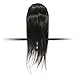 LuckyFine 18 inch Black Long Synthetic Hair Hairdressing Cutting Practice Training Mannequin Head with Adjustable Holder