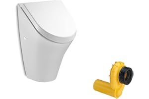 VBChome Urinoir mural en céramique de qualité supérieure - Avec couvercle et système d'abaissement automatique - Avec couvercle et siphon - Blanc