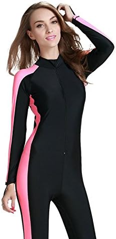 Aogolouk Womens Surf Swimming One-piece Windsurfing Full Body Wetsuit Diving Snorkeling Suit Plus Size (Pink, XL)