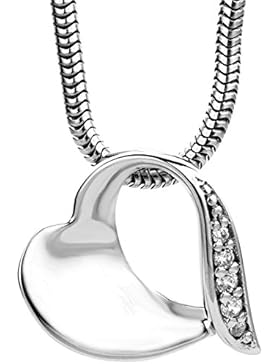 Miore Damen-Kette 925 Sterling Silber Schlangenkette mit Herz-Anhnger Zirkonia 45 cm