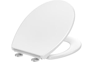 SREWOHS PRO Tapa WC en Forma de O, UF Asiento de Inodoro de Cierre Suave, No amarillea, Liberación Rápida para una Fácil Limpieza, Tapa de Vater Duroplast, Tapa de WC Blanco, 44,6 x 37,2 CM