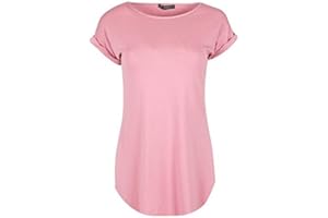 Fashion Star Womens Plain Curved Hem Jersey T-Shirt Top
