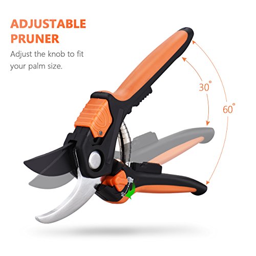 Gartenschere Kit, OMorc Rebschere Set Blumenschere Holzschere Astschere Baumschere mit 1 Paar Bypass Pruner und 1 Paar Slim Garden Schere ideal für Scheren Zweige, Stängel, kleine Pflanzen und Kommissionierung Früchte. - 3