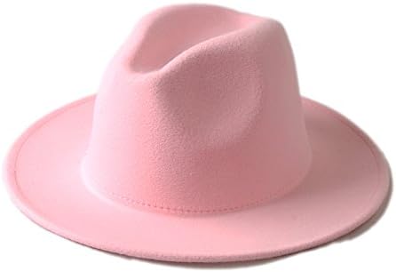 MXNET Men Women 100% Wool VTG Wide Brim Felt Trilby Fedora Hat ( Color : 4 , Size : 57-58CM )