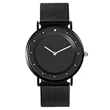 Zxzays 6.5Mm Ultra-Thin Mens Uhren Schwarz Silber Stahl Mesh Strap Quarzuhr Männer Wasserdichte Männliche Uhr Armbanduhr,Schwarz-SS