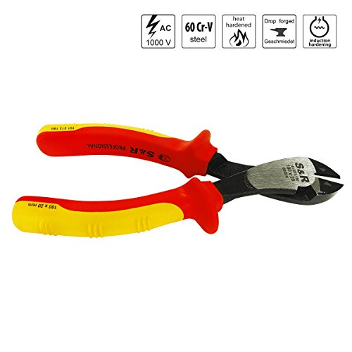 S&R VDE-Kraft-Seitenschneider 180mm 1000V geprüft aus Chrom-Vanadium Stahl, VDE-geprüft Serie