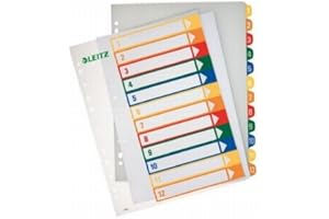 ESSELTE LEITZ GMBH & CO. KG Zahlen-Register A4 LEI 1294-00-00 * PVC 1-12 farbig Überbreite Bedruckbar