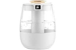 BYONGCHO Humidifier for Bedroom,1.8L Cool Mist Humidifier with Night Light, Humidifiers for Home and Plants Baby Room with 20dB Quiet,Waterless Auto-Off (White)