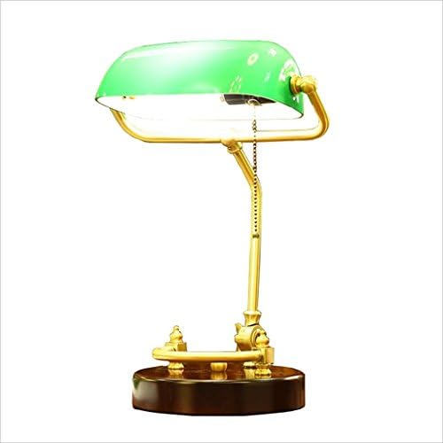 Table Lamp American Retro Style Traditional Antique Brass And Green Banker's Desk Reading Light ( Color : C )