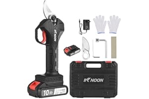 KKNOON Sécateur électrique, diamètre maximal de coupe 30 mm, deux batteries au lithium rechargeables 10 Ah, sécateur pour branches 21 V, sécateur de jardin avec lames de rechange