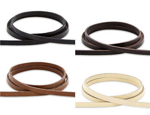 AURORIS - Lederband flach beidseitig glatt 5mm - Variante: braun / Länge: 1m