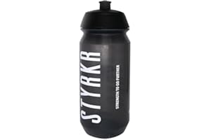 STYRKR Sports Water Bottle 500ml Cycling Water Bottle in Clear Transparent Black - Squeezable, Wide Mouth & Easy Clean - Bike, Sports or Gym