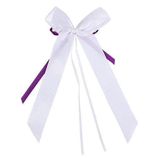 Yahee 30 Stück Schleifenband Antennenschleifen Deko Schleifen Band aus Satin (Weiß+Lila) - 5