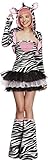 Fever, Damen Zebra Kostüm, Tutu-Kleid mit abnehmbaren Trägern, Jacke mit Tier Kapuze und Überstiefel, Größe: S, 22798