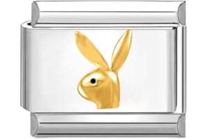 Quiges 9mm Italian Style Charm Modell Edelstahl gold payboy Kaninchen für Italien Charm Armbänder