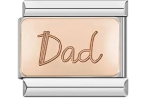 MON & SONS M&S Rose Gold Family Mum Daughter Grandad Grandma Sister Brother 9mm Italian Charm Compatible With Nomination Bracelet