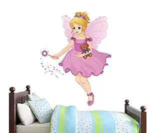 Wallstick Vinyl Beautiful Angel Wall Stickers (57-2575, Multicolour, 80 cm x 60 cm)