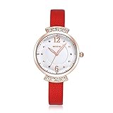 SKONE Frauen casural Kleid Strass Armbanduhr hohe Qualität PU Leder Band leicht Schnallen 500604 (organge)