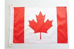 AZ FLAG - Drapeau Canada - 45x30 cm - Pavillon Nautique Canadien Spécial Bateau Et Extérieur En Maille Bloquée Avec Anneaux Plastiques Intégrés - 30g