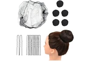 YTBYT 50 Stück Unsichtbare Haarnetze Unsichtbares Elastisches Rand Mesh Nylon Haar Netze Mit 40 U Haarnadeln Haarnetz Knotenringe für Ballett Tänze Haarstyling Haardonut (Schwarz)