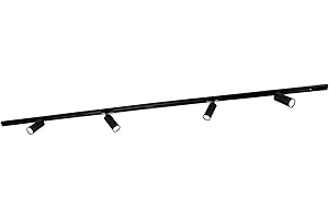 Ledvion - Éclairage de piste LED 2M + 4 spots de piste (5W, 2700K, Noir, Dimmable), 1-phase Track Fixture, Spot de voie, luminaire de piste