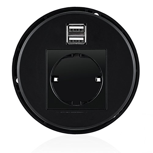 Versenkbare Tisch-Steckdose Ladegerät EU AC Steckdose Reiseadapter mit 2 USB Ports - 3
