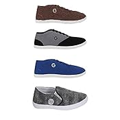 Globalite Men's Casual and Canvas Loafers Sneakers - Multicolour (7) (Stylish 4 Pair)