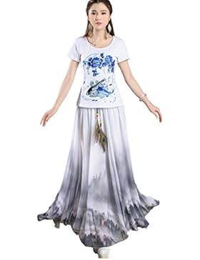 Damen Maxirock Chiffon Rock Lang Festlich Rock Hochzeit Cocktail Langrock Prinzessin