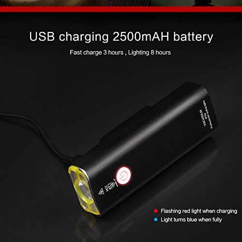 LED fahrradbeleuchtung, Super Helle LED USB Bike Light Wiederaufladbare Fahrrad Licht Fahrrad Frontlicht Scheinwerfer Taschenlampe, Einfache Installation für Radfahren BL05 - 4