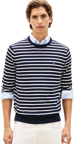 Tommy Hilfiger Essential Ssnl Cotton Crew Neck Mw0mw39999 Pullover, Blue (Desert Sky/Ivory Petal), M Uomo