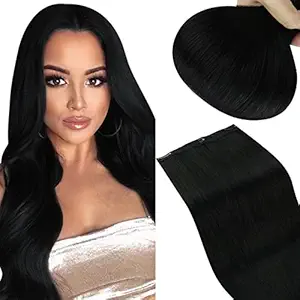 16 , #1B DW : Sunny 16Inch Deep Wave Remy Hair Extensions Clip in Human Hair 7pieces 120G Afro Curly Natural Hair Clip in Extensions for Black Women