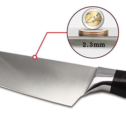 Küchenmesser, Imarku Professionelle 20cm Kochmesser, Gemüsemesser, Chefmesser, Allzweckmesser, Kartoffelschälmesser aus hochwertigem Carbon Edelstahl mit Präzisions-Schneidekante und mit ergonomischem Griff - 6