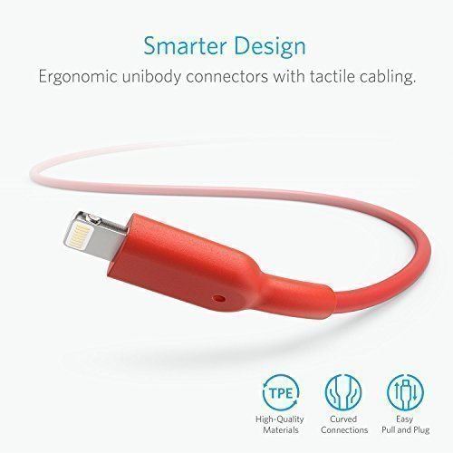 Anker PowerLine II 3m iPhone Ladekabel Lightning Kabel, MFi-Zertifiziert für iPhone 7 / 7 Plus / 6 / 6 Plus / 5S / 5 (Rot) - 6