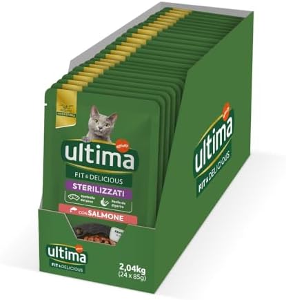 Ultima Cibo Umido per Gatti Fit & Delicious con Salmone: 24 Buste da 85g