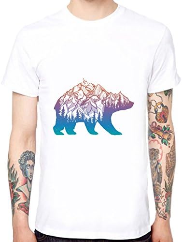Yingyan Forest Bear Men's Soft Cotton Funny Cool T-Shirts Short Sleeve Tops Tee Size L