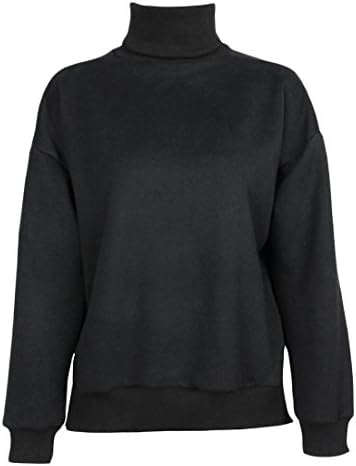 Aprilley Womens Thick Turtleneck Solid Color Cozy Pullover Sweatshirt -  Black - 