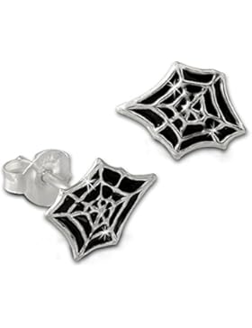 Teenie-Weenie Kinder Ohrring Spinnennetz schwarz Ohrstecker 925 Kinderschmuck TW SDO8134S